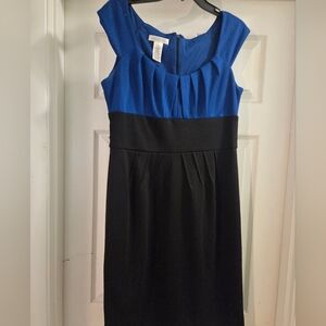 London Times Royal Blue and Black Midi Dress